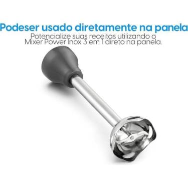 Imagem de Mixer De Alimentos Cinza Lunar Inox 600W 3 Em 1 Copo 700ml Elgin 220V,