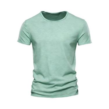 Imagem de Camiseta Masculina Slim Fit Com Decote Em V De Algodão, Manga Curta, D