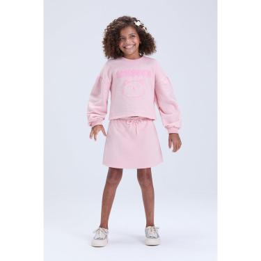 Imagem de Conjunto Infantil Feminino Moletom Cropped Gatinho com Saia-Feminino