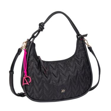 Imagem de Bolsa Alice Palucci Feminina Média Nylon Meia Lua AL2983 Cor:Preto - A