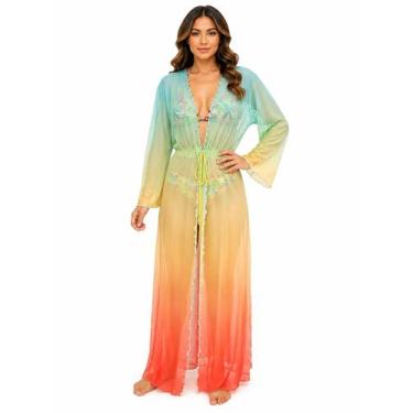 Imagem de Saída De Praia/ Kimono LongoTule Com Transparência Verão - Corpo Doura