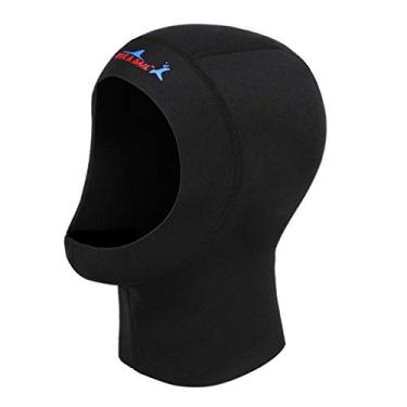 Imagem de Almencla Homens Mulheres Capuz de Mergulho Máscara Facial para Esportes Aquáticos Chapéu Húmido Preto - M