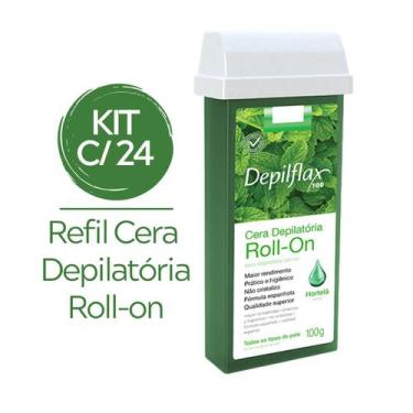 Imagem de Kit 24 Cera Depilflax Hortelã Refil De Depilação Corporal Roll-On Fórm