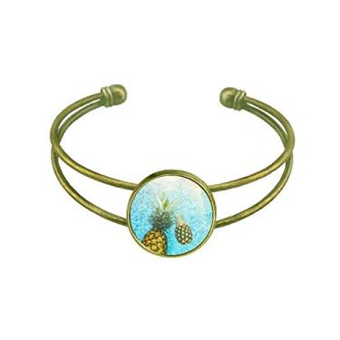 Imagem de Pulseira de água azul com imagem de frutas vermelhas da PineFruit Bracelete retrô de punho aberto