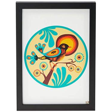 Imagem de Arte Maníacos Quadro Decorativo Tela Canvas Passarinho Plim Sol - 20x20cm (Moldura caixa laca preta)