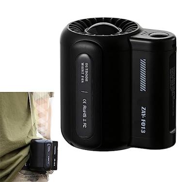Imagem de Ventilador de cintura portátil recarregável por USB, portátil, silencioso, ventiladores elétricos para acampamento ao ar livre, caminhadas, refrigerador de viagem com 3 velocidades, preto, 91 x 73 x 92 mm