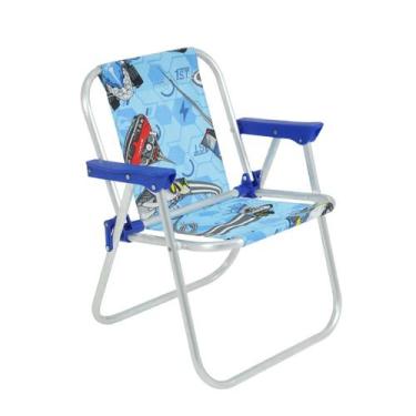 Imagem de Cadeira De Praia Infantil Em Aluminio Azul Hot Wheels - Bel
