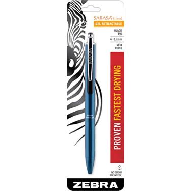 Imagem de Zebra Pen Sarasa Grand Caneta de tinta gel retrátil, tubo turquesa, ponta média, 0,7 mm, tinta preta, 1 unidade