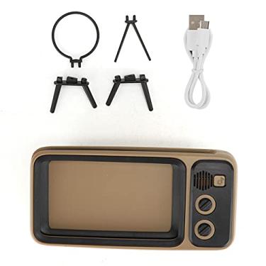 Imagem de Alto-falante de Som HD de 280 Hz-20 KHz, Suporte para Celular 2 Em 1, Com Modelagem de TV retrô, Mini e Compacto, Sinal Estável, Fácil de Transportar (Café)