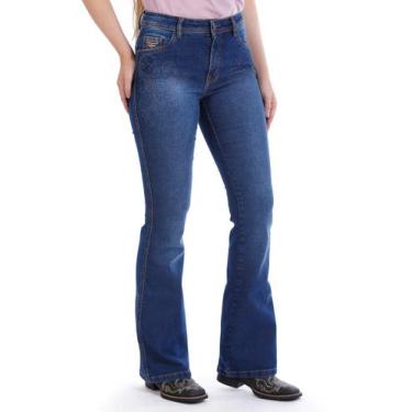 Imagem de Calça Country Feminina Jeans Flare Plus Size Pedraria Furtacor - Rodeo
