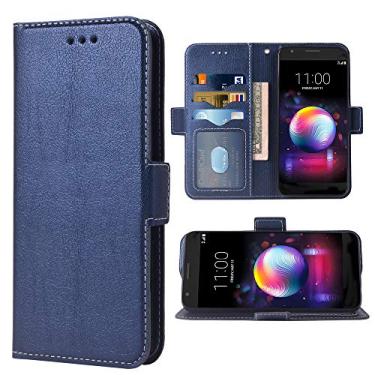 Imagem de Capa de telefone para LG K30 2018 13.5 cm Folio Flip Wallet Case, PU Leather Credit Card Slots Heavy Duty Full Body Protection Kickstand Capa protetora de telefone para LLGK30 K 30 capas azul escuro
