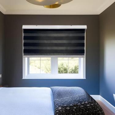 Imagem de Persiana Rolo Duplo Tecido Zebra Preta 160 L X 160 A Double - Persiana