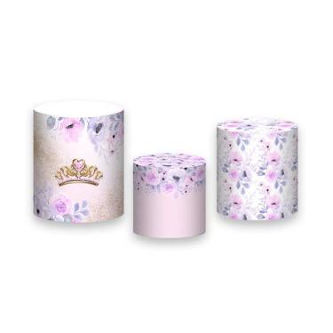 Imagem de Trio de Capas de Cilindro - Realeza Rosa e Lilás Floral 039 - Via Core