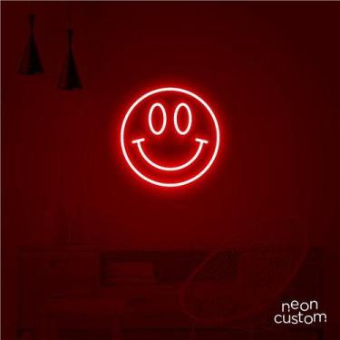 Imagem de luminaria letreiro Neon Led Smile 30x30 luminoso decoração p/ selfie -