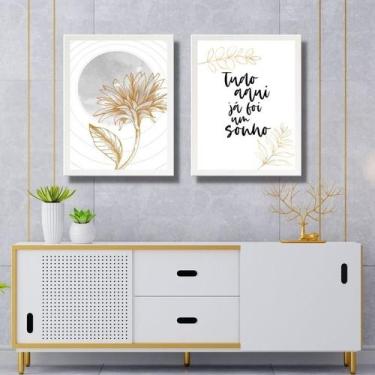 Imagem de Kit 2 Quadros Minimalistas Tudo Aqui Já Foi Um Sonho 33x24cm - Quadros