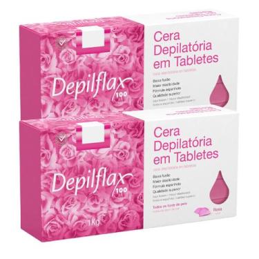 Imagem de Kit 2 Cera Quente Depilatória Profissional Rosa Depilflax Barra 1Kg Gr