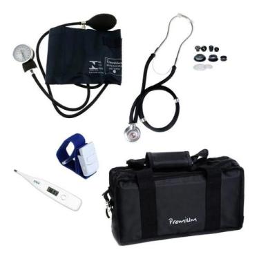 Imagem de Kit Enfermagem Completo Com Esfigmomanometro + Estetoscópio Duplo Prem
