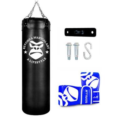 Imagem de Kit Saco Pancada 120 Cm + Luva Bate saco Pró  + Suporte de Teto Oficia