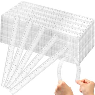 Imagem de Fumete Régua de plástico de 300 peças, régua reta a granel com ferramentas de medição métricas de polegadas e centímetros para casa, sala de aula, escola, escritório, crianças, uso de estudantes (cor