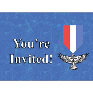 Imagem de Convite de crachá de águia para cerimônia do tribunal de honra - pacote com 24 titulações e envelopes