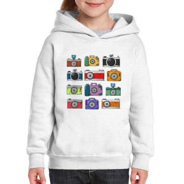 Imagem de Moletom Infantil Câmeras Retrô - Foca na Moda, Branco, 14