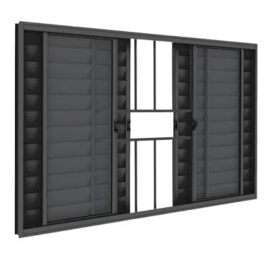 Imagem de VENEZIANA 6F L-20mm C/ GRADE PRETO - Inove Esquadrias