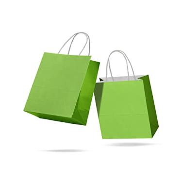 Imagem de Sacola de Papel Kraft Colorido Reforçada Com Alça Torcida PP 15 x 16,5 x 7cm 100 unidades (Verde Claro)