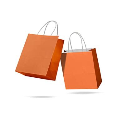 Imagem de Sacola de Papel Kraft Colorido Reforçada Com Alça Torcida PP 15 x 16,5 x 7cm 100 unidades (Laranja)