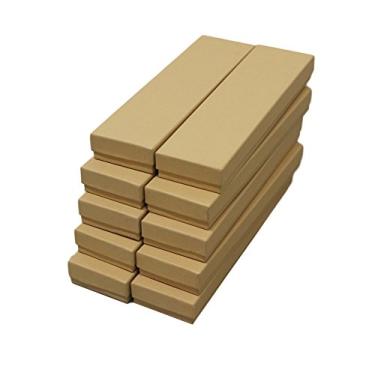 Imagem de MSC Caixa de presente de joias com enchimento de algodão (Kraft) 20 cm x 5 cm x 2,5 cm lote de 10 / #82