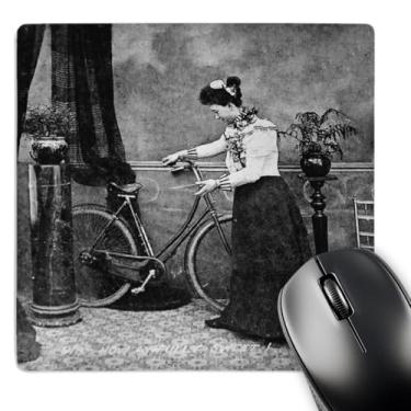 Imagem de 3dRose Mouse pad LLC 20 x 20 x 0,65 cm, How Awfully Sweet, Vintage Victorian Lady and Her Bike Cinza (mp_16133_1)