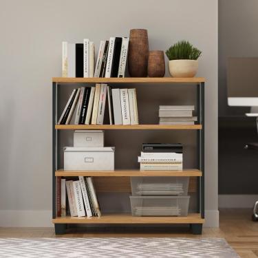 Imagem de Estante Industrial Pequena Freijó Preto Pradel