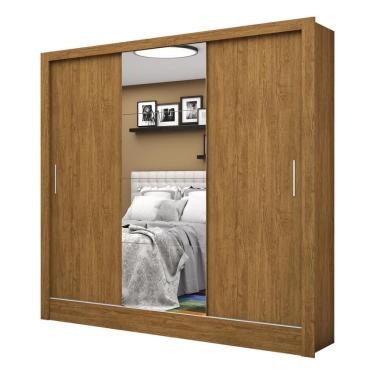 Imagem de Guarda Roupa Roupeiro Santiago Plus 3 Portas De Correr Com Espelho Central 3 Gavetas Carioca Cinamomo