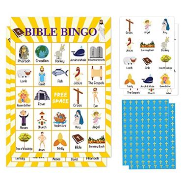 Imagem de Bible Bingo Card Game, Christian Sunday Church Game Party Supplies, Favors, Decorations, Gifts, School Prizes Parties – 24 Players Bingo Game Bible001