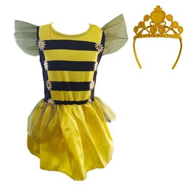Imagem de Fantasia Abelhinha Infantil Vestido Com Tiara Tamanho Gg