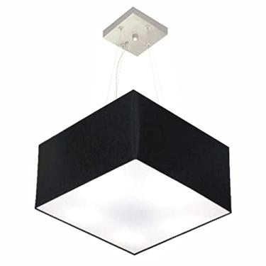 Imagem de Lustre Pendente Quadrado Cúpula Tecido 25/40x40 cm, Vivare Iluminação, Pendente4195 PR, Preto, Médio