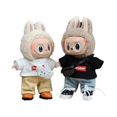 Imagem de Mini Boneca De Pelúcia De 17cm, Acessórios De Roupa, Macacão Xadrez Pa