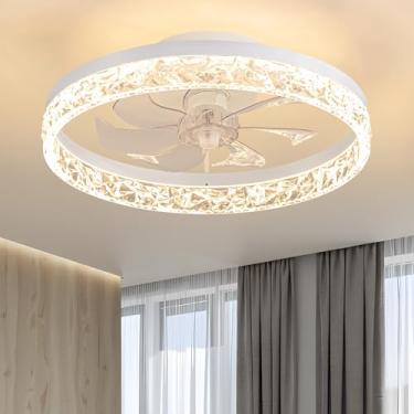 Imagem de KDG Ventiladores De Teto Led Baixo Perfil 15,8" Com Luz, Controle Remoto Reversível Embutido E 6 Velocidades Ventilação, 3 Cores Reguláveis Para Quarto, Sala Estar, Jantar Infantil Cozinha (Branco)