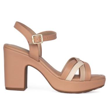 Imagem de Sandália Feminina Modare Meia Pata Tiras Cruzadas Nude/Bege, Nude, 37
