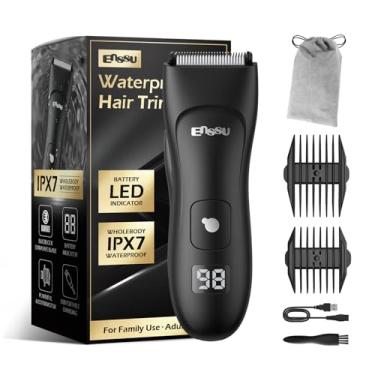 Imagem de ENSSU - Aparador Elétrico para Homens, com Lâmina de Cerâmica, À Prova d'Água, Recarregável (Lítio), Preto, para Barba, Peito, Virilha e Púbicos