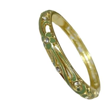 Imagem de Only My Live Home Pulseiras elegantes de flores esmaltadas finas e pequenas pulseiras vintage chinesas cloisonne com dobradiças para mulheres de pulso pequeno, Inner Diameter 2.25 inch wide 0.31 inch