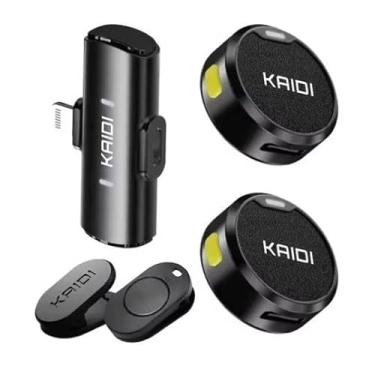 Imagem de Microfone de Lapela Sem Fio Kit c/ 2 Un Para iPhone IOS 8 ao 14 com Conexão Lightning, Ideal Para Podcast, YouTube, TikTok, Instagram, Entrevistas e Lives, Captação Profissional de Áudio, Bluetooth