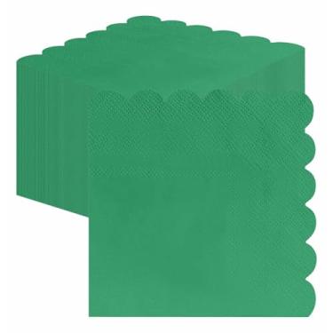 Imagem de SietDESEO 50 guardanapos verdes de 3 camadas, descartáveis, dobrados, 13 x 12 cm, guardanapos de coquetel recortados, guardanapo de papel para jantar, casamento, aniversário, festa de Natal