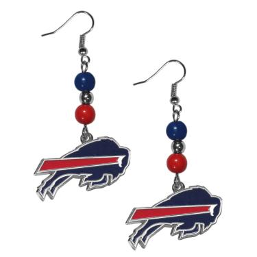 Imagem de Brincos pendentes femininos NFL Siskiyou Sports Buffalo Bills com contas de fã, tamanho único, cor do time, azul