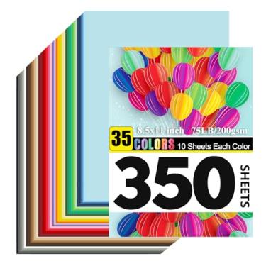 Imagem de OcePor 350 folhas de papelão colorido, 35 cores, cartolina colorida de 200 g/m2 x 200 g/m², papel de construção de cores sortidas para impressão, confecção de cartões, corte, artesanato, scrapbook