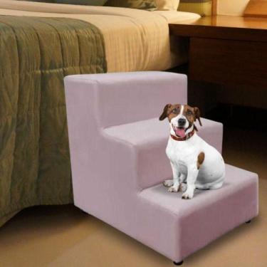 Imagem de Escada Escadinha Pet Cachorro 3 Degraus Rampa Suede Dog rosê - Black H