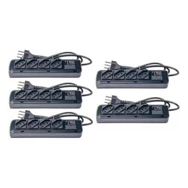 Imagem de Kit 5 unidades filtros de linha botão liga desliga 5 tomadas diagonal 