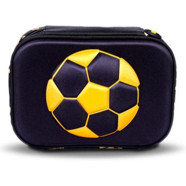 Imagem de Estojo Bola De Futebol 3D Escolar Infantil Meninos- Preto - Klizz