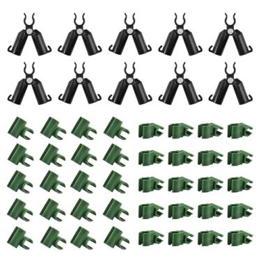Imagem de SPEEDWOX 50 peças de clipe de conector de treliça de planta ajustável estacas de plástico clipes de treinamento de plantas, incluindo clipe de fivela de junta de tubo de conexão tipo A para jardinagem