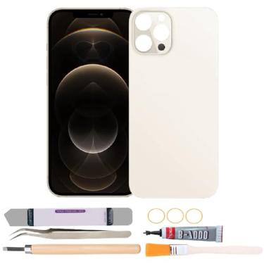 Imagem de Substituição de vidro da capa traseira compatível com iPhone 12 Pro Max de 6,7 polegadas com kits de ferramentas de reparo (dourado)