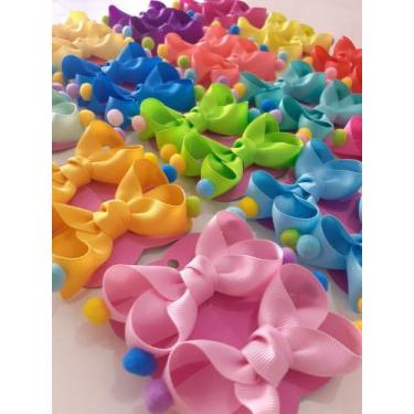 Imagem de Par de laços boutique pom pom Médio - Charmosinha Kids 